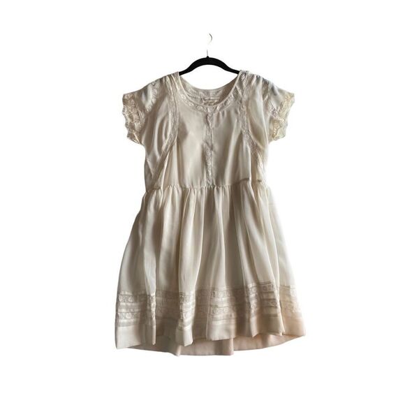 Thistle pearl women’s ivory, sheer lace lined mini dress size small - Picture 2 of 5